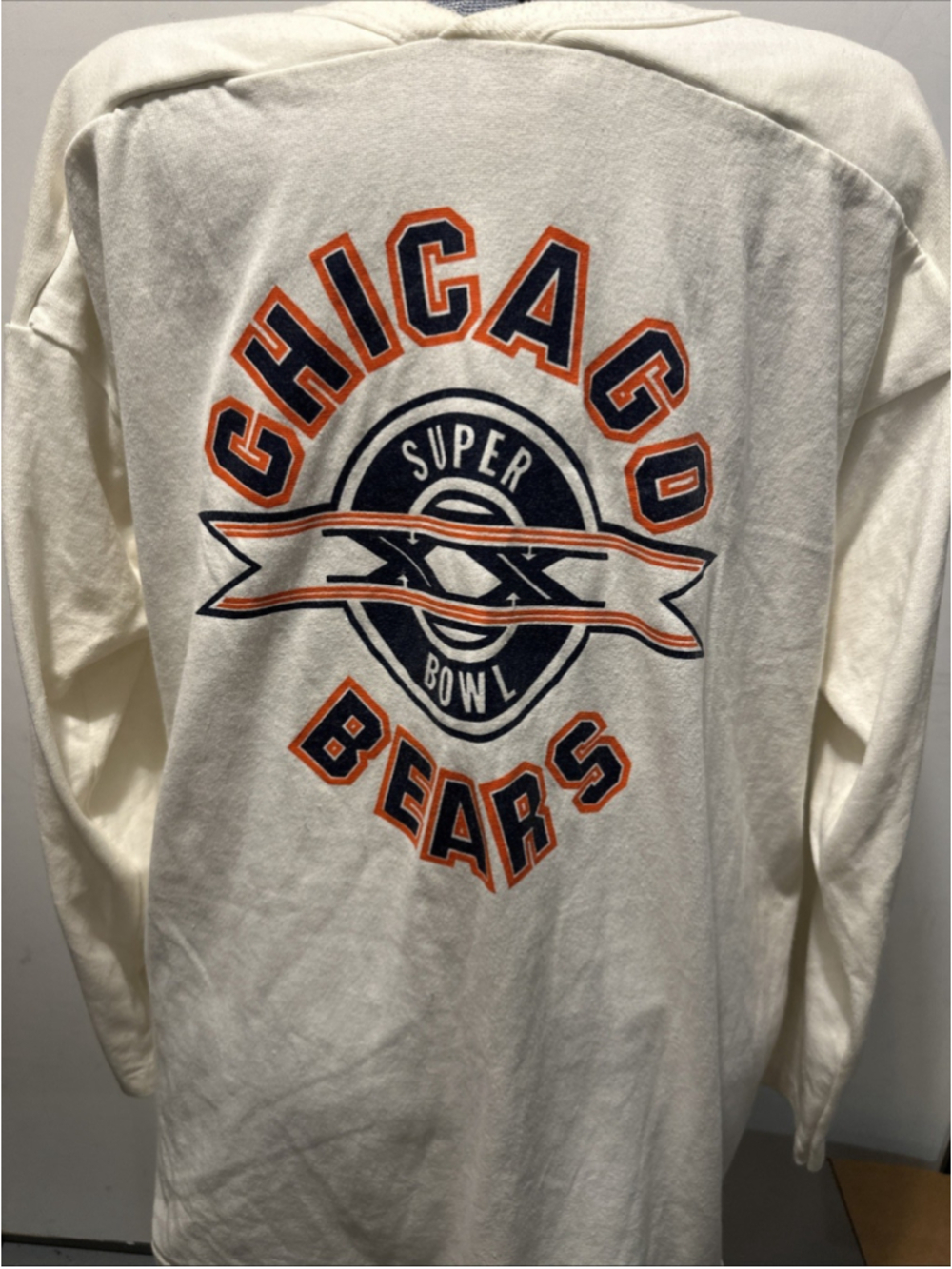 Vintage Chicago Bears Super Bowl Sweatshirt White Orange XL NFL